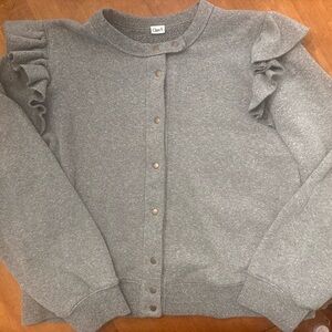 Clare V Gray Ruffled Cardigan